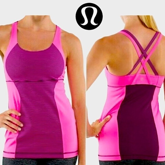 Lululemon Energy Power Luxtreme Strappy *RARE* Yoga Top Sz 4 Pink Raspberry Glo - Picture 7 of 11